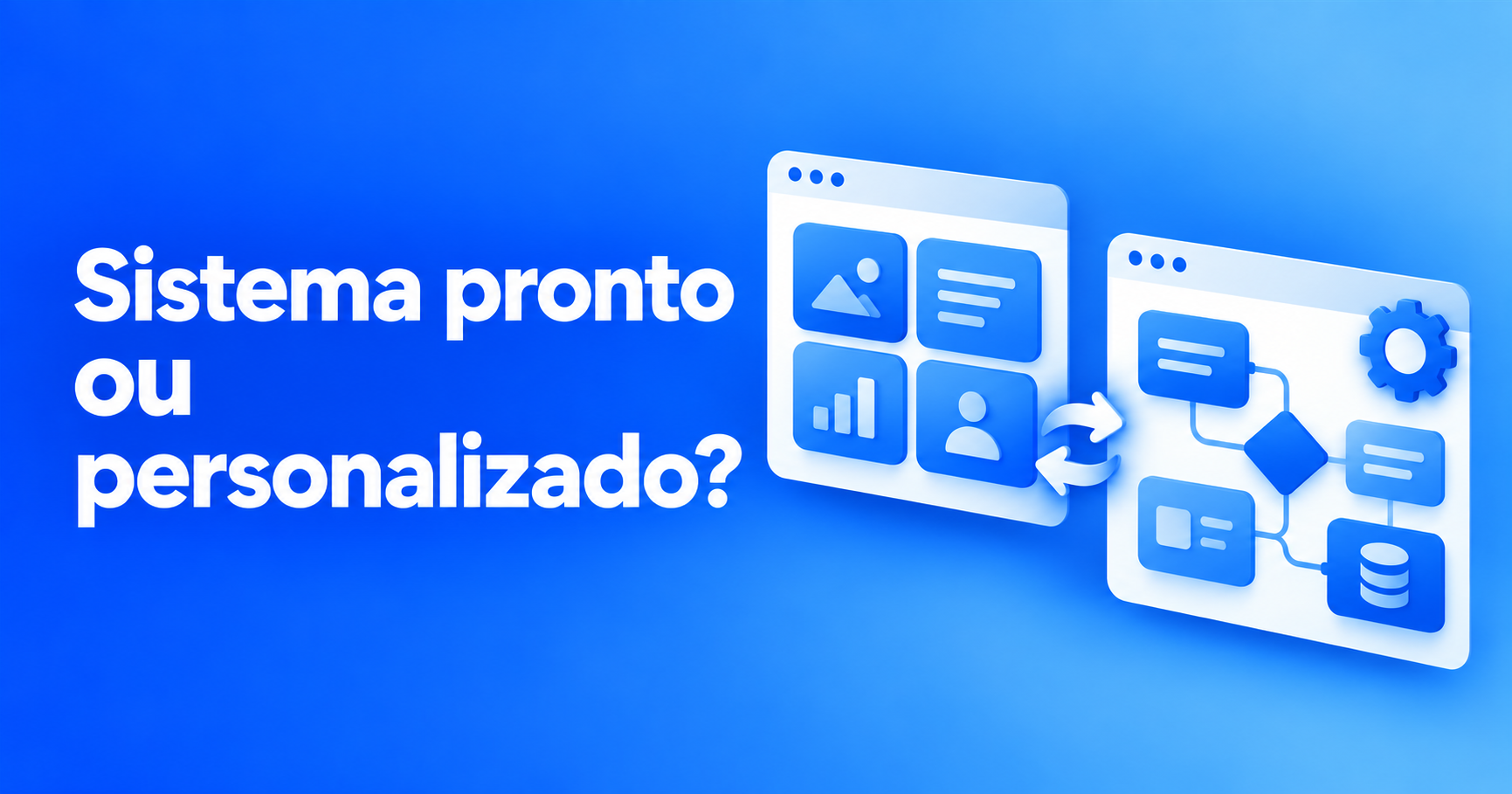 Módulos de um sistema conectados em uma interface azul